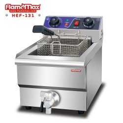 CE Approval 1 Tank 1 Basket Commercial Kitchen Equipment Chicken Deep Fryer Machine Countertop Electric Deep Fryer with Tap