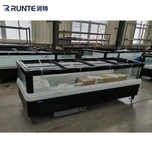 Commercial Horizontal Glass Door Frozen Food Island Freezer Cabinet Display
