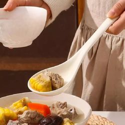 Wholesale Household Ceramic Soup Spoon Simple Long Handle Porridge Large Spoon High Color Value Tableware Ins Cream Large Spoon