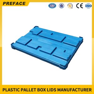 Customized Logistic Heavy Duty Reusable HDPE Collapsible Plastic Sleeve Pack Foldable Storage Corrugated Bulk Box Pallet Pack Container Lid