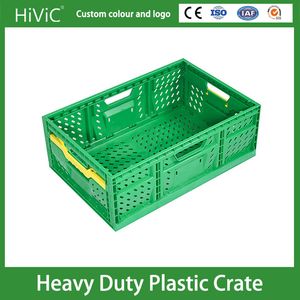 Heavy Duty Food Grade 100% Recyclable Agriculture Stackable Durable Mesh Crate Turnover Storage Supermarket Fruit Vegetable Plastic Foldable Crate