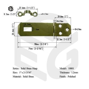 Factory Direct Antique Brass Hasp - 1.2mm Solid Brass with Φ 4.9mm Rivet
