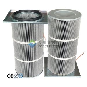 Industrial Sandblasting Dust Collection Square Flange PTFE Polyester Chuck Pleated Air Filter