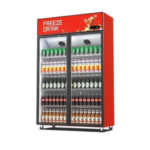 Double-Door Beverage Refrigerator Beer Cabinet Air Cooling Refrigerated Display Cabinet