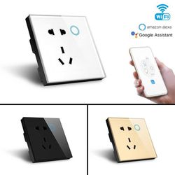 Smart WiFi Switch Socket with Type a+C USB Wall Outlet 86 British Socket Tuya Smart Socket Tempered Glass Panel WiFi USB Socket