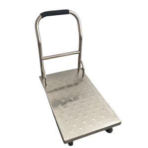 Commercial Stainless Steel Trolley with Smooth Rolling Wheels and Ergonomic Handle for Warehouse and Factory Use