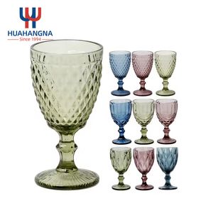 240ml 300ml Crystal Embossed Luxury Thick Wedding Wine Glasses Cup Pink Colored Drink Glassware Glass Vintage Goblets