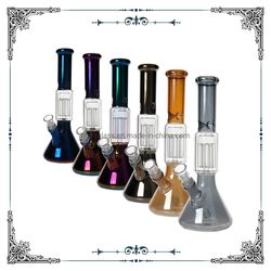 12 Inches Electroplated Glass Beaker Hookah 6 Arms Perc Glass Smoking Ion Water Pipe