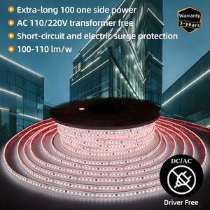 High Voltage 110V 220V Driverless 2835 LED Strip Light Waterproof IP67 Flexible silicone Strip for Outdoor Garden Landscape Decoration