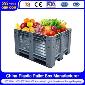 Heavy Duty Warehouse Bulk Storage Reusable Stackable Durable Mesh Vented Transport Tomato Apple HDPE Plastic Foldable Collapsible Folding Pallet Boxes for Sale