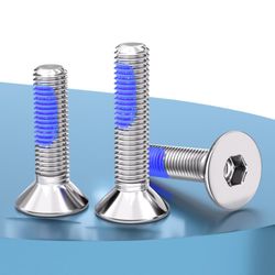 Fast Delivery DIN7991 Stainless Steel SS304 SS316 A2-70 A4-70 M6 M8 M10 Full Thread Polished Blue Nylon Patch Countersunk Hexagon Socket Locking Screws