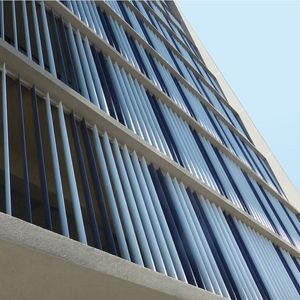 Motorized Aluminum Louver System for Exterior Doors, Windows, and Building Facades