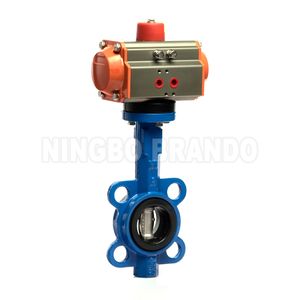DN40 to DN300 Wafer Type Cast Iron Cast Steel Pneumatic Actuator Butterfly Valve