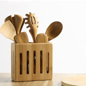 Bamboo Kitchen Utensil Holder Kitchen Spoon Rack Holder