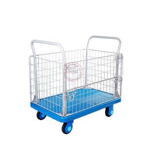 Heavy-Duty Noiseless Platform Trolley with Secure Wire Fence Design