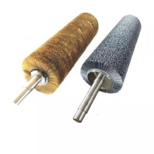 Industrial Stainless Steel Roller Brush with Shaft for Wood Polishing