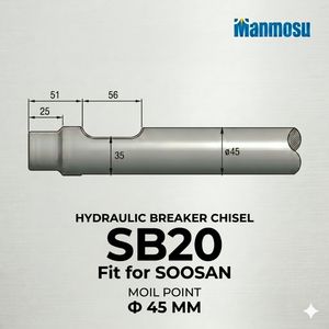 Manmosu Moil Point Chisel for Soosan Sb20 Mini Breaker