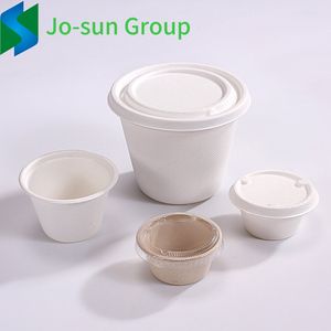 Eco Friendly Sugarcane Bagasse Disposable 100% Biodegradable Sustainable Microwavable Sauce Cup with Lids