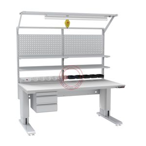 Motorized Height Adjustable Heavy Duty Workbench with Built-in Power Supply and Storage