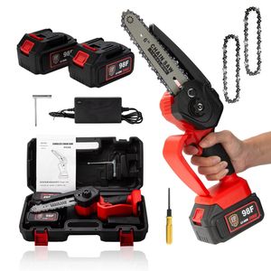 21V Portable Handheld Mini Chainsaw 6 Inch Cordless Electric Chainsaw with 2 Lithium Battery Power Toolshigh Quality 21V Brush Motor