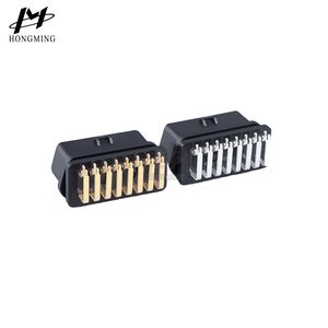 12V Electronic 16 Pins Female Gold Plated Straight 90º C OBD Connector