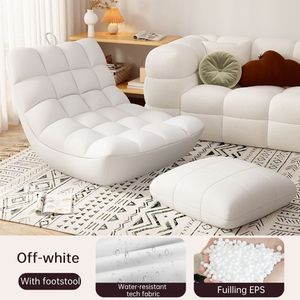 Nordic Leather Sofa Chair with Handle Lazy Recliner for Living Room Balcony