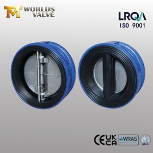 ISO5752 Industrial Control Full EPDM Rubber Coated Lining Water Gas Duo Dual Plate Double Door Wafer Type Butterfly Check Valves From Tianjin Worlds Valve China