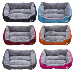 Washable Square Comfortable Print Canvas Dog and Cat Bed