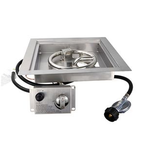 395 Square Stainless Steel Indoor Gas Fire Pit Burner