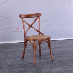 High Quality Vintage Wooden X Cross Back Dining Chair