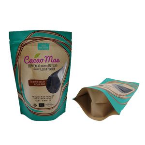 Custom Digital Printing Low MOQ Zipper Lock Food Packaging Bag Kraft Packaging Bag for Food with Clear Window Stand up Pouch