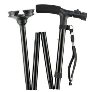 Hot Sale Aluminum Quad Walking Cane with LED Light Portable Folding Stick3