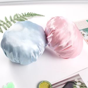 Reusable Waterproof Women Reusable EVA Hair Cap Shower Caps for Shower Double Protection Layers Elastic