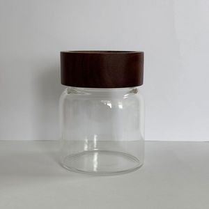 High Borosilicate Glass Jar with Acacia Wood Cap Household Items 100-1600ml