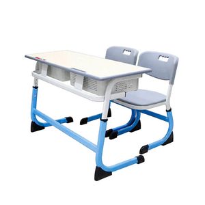 School Furniture and Equipment Adjustable Double Student Desk and Chair Set Primary Classroom School Desk Table Chair