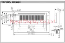 Ryp1602e Monochrome 16X2 Character LCD Display Module