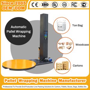 Automatic Pallet Wrapping Machine Manufacturer Shrink Packaging Carton Sealing Strapping Rotary Arm Stretch Film Roll Inline/Online Horizontal Wrapping Machine
