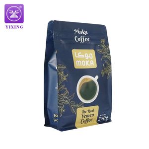 Yixing Plastic 250g 500g 1kg Flat Bottom Bags Resealable Coffee Beans Packaging Bag with Valve