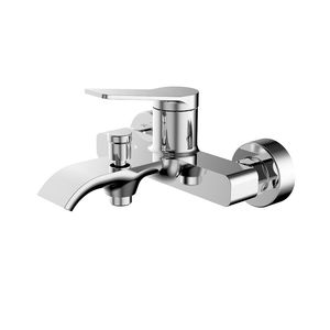 Single Handle Chrome Finish Brass Bath Shower Mixer Faucet