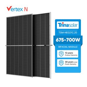 675W, 680W, 685W, 690W Trina Vertex N-Type Solar Panels Suitable for Residential Photovoltaic Systems.