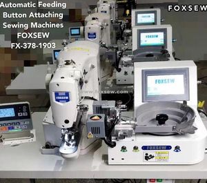 Button Attaching Sewing Machine with Auto-Feeder Device