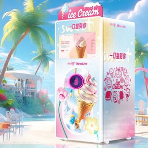 Vendlife Self Service Mobile Robot Frozen Soft Serve Ice Cream Vending Machine Coin Fully Automatic Smart Icecream Maker Machine with 32 Inch Touch Screen