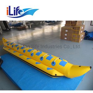 Ilife Hot Sale 7 Person Water Recreation Banana Agua Inflatable Raft PVC High Speed Fly Fish Banana Boat for Sale