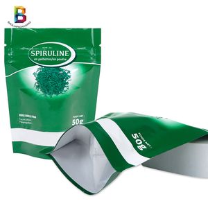 OEM Baolai Plastic Ziplock Spirulina Aluminium Foil Tea Packaging Bag Stand up Pouch