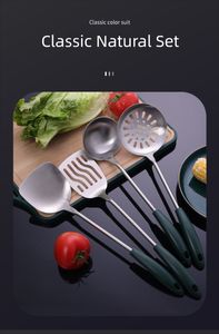 Anti-Scald 18/8 Modern Food Safe Green PP Handle Kitchen Utensil Set