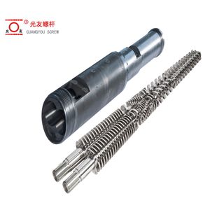 Extruder Spare Parts PVC Conical Twin Bimetallic Screw Barrel for Plastics Industry