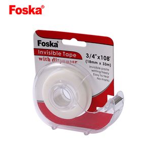 Foska High Quality BOPP School Stationery Invisible Adhesive Packing Tape with Dispenser