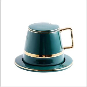 European Style Small Luxury Ceramic Retro Gift Box Set of Water Cup Nordic Spoon with Cover Gift Water Cup