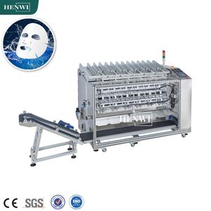 Henwi Automatic 6 Heads Facial Mask Filling Packing Machine/ Cosmetic Mask Filling and Bag Sealing Machine