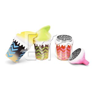 Esigo Novelty Ice Cream Shaped Herb Grinder 4 Piece Zinc Alloy Manual Grinder with Detachable Lid Base Dry Herbs Tobacco Grinder